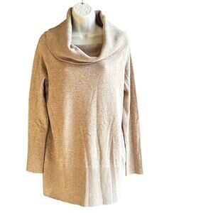 Akris Punto Wool Cashmere Sweater Tunic Cowl Neck Tan Women's 6 Quiet Luxury